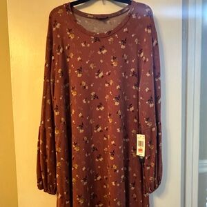 As U Wish Rust Floral Sweater Dress